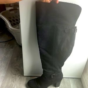 Torrid Black over the knee chunky heel size 10 boots.